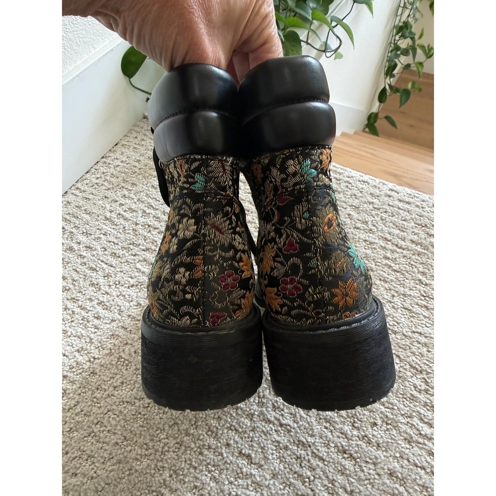 NWOB Sam Edelman Darrah Floral Brocade Tapestry Lace Up Boots Gold 9.5‎ - Picture 5 of 10